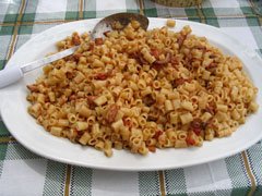 Octopus with elbow macaroni