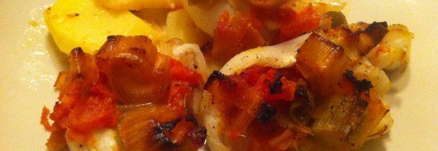 Stuffed Cuttlefish with leeks and tomato